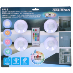 Grundig LED spot - trdls, 4 stk. inkl. Fjernbetjening
