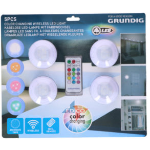 Grundig LED spot - trdls, 4 stk. inkl. Fjernbetjening
