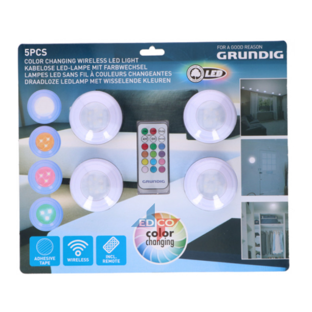Grundig LED spot - trdls, 4 stk. inkl. Fjernbetjening