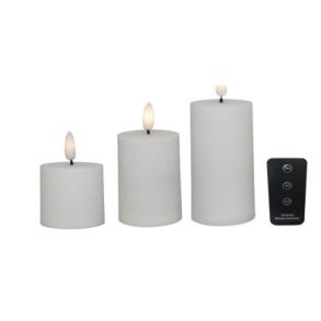 LED bloklys - udendrs bloklys, (dia 5,2 cm) hvid, 3 pak inkl. fjernbetjening