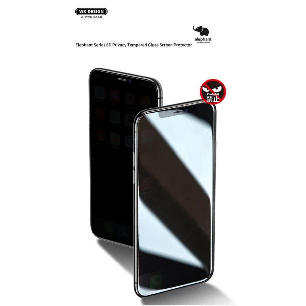 Skærmbeskyttelse (9H glas) - iPhone 12/12 Pro 6.1" m. Privacy, sort (6D curved/full)