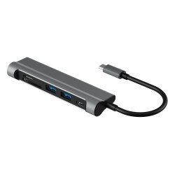 USB-C til HDMI, 2 x USB 3.0, SD+TF card slot, PD