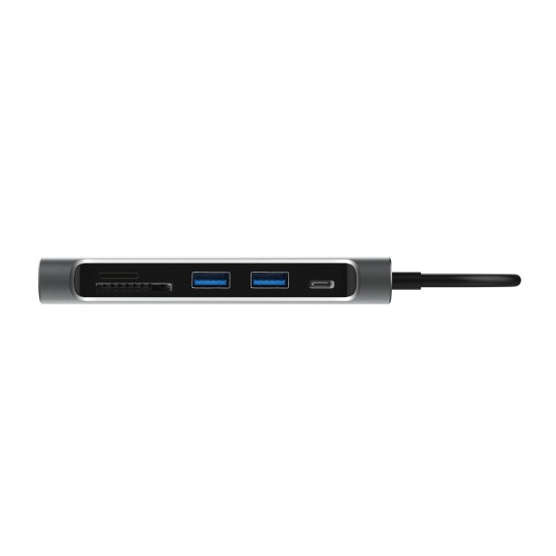 USB-C til HDMI, 2 x USB 3.0, SD+TF card slot, PD