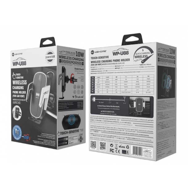 Trdls oplader og mobilholder - til bil, 10W, sort/slv