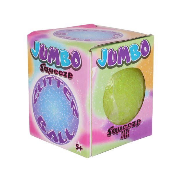 Squeeze Jumbo Glitterbold 11 cm � stor kl�m- og stressbold med glimmer