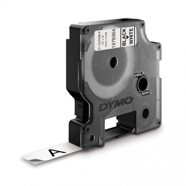 Dymo Tape D1 Extra stærk 12mmx5,5m sort/hvid