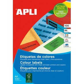Apli etiketter 210 x 297mm - 100 ark, grn
