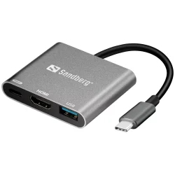 Sandberg cUSB-C Mini Dock HDMI+USB, Hvid