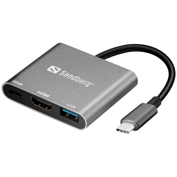 Sandberg cUSB-C Mini Dock HDMI+USB, Hvid
