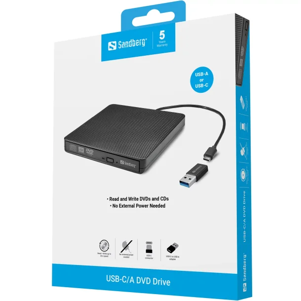 Sandberg USB-C/A DVD Drive