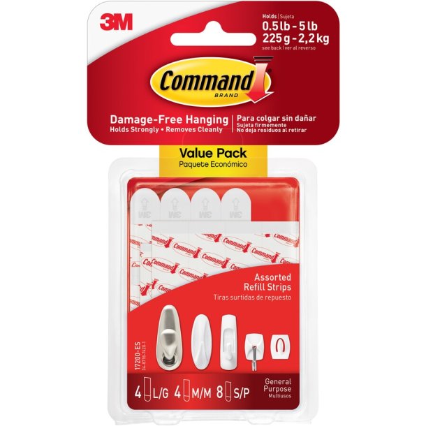 3M Command Strips V-Pack hvide  4 medium st + 8 large st