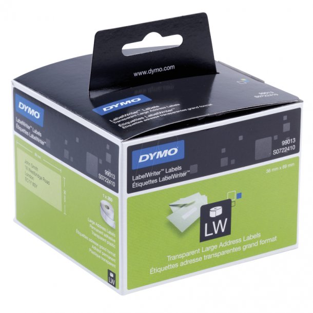 Dymo adresselaels 36x89 transparent