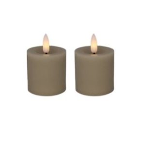 LED mini bloklys, 4,8x5 cm, sand, 2 stk m. timer