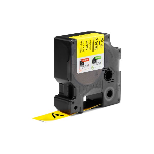 DYMO Tape Rhino 19 mm (5,5 m), Vinyl - sort/gul