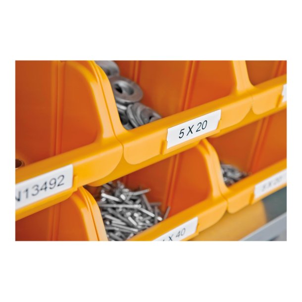 DYMO Tape Rhino 12 mm (5,5 m), Permanent Polyester - sort/hvid