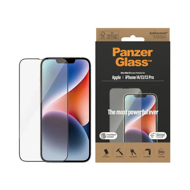 PanzerGlass skrmbeskyttelse iPhone 14 Pro Max - Ultra-Wide Fit, antibakteriel