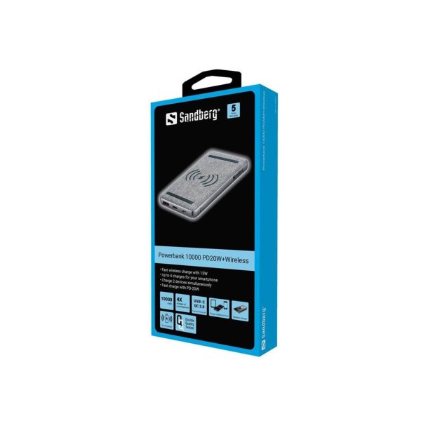 Sandberg Powerbank 10000 PD20W+Wireless