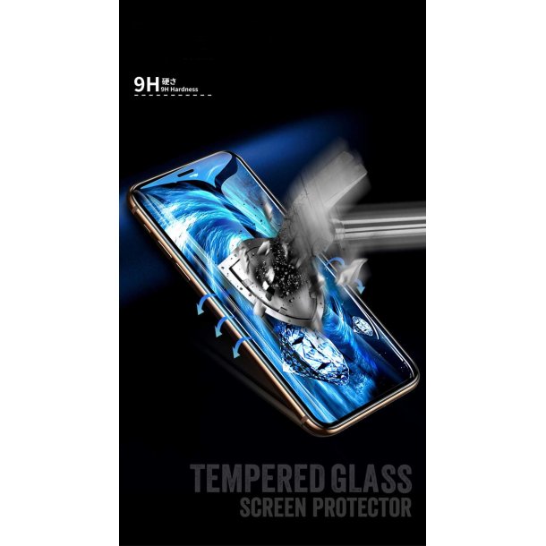 Skrmbeskyttelse (9H glas) - iPhone 7 / 8 / SE 2. gen (6D curved/full), sort