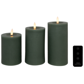 LED bloklys, grn, 3 pak inkl. fjernbetjening