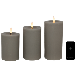 LED bloklys, gr�, 3 pak inkl. fjernbetjening