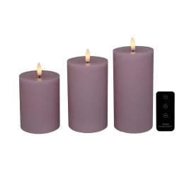 LED blockljus, rosa, 3-pack inkl.fj�rrkontroll