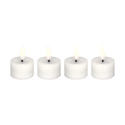 LED fyrfadslys i stearin, hvid, 4 stk
