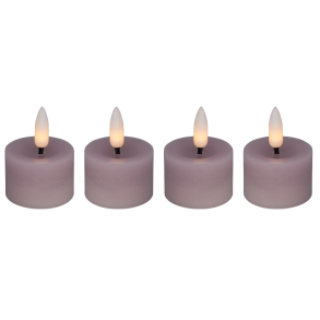 LED fyrfadslys i stearin, rosa, 4 stk
