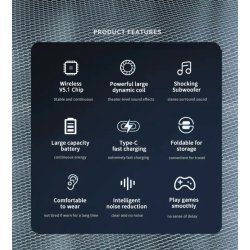 Bluetooth hretelefoner VJ 364 m. noise-cancelling, sort