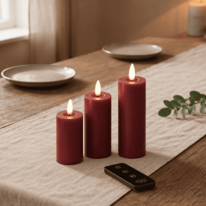 3 Pak LED Bloklys �5 m�rker�d ink. fjernbetjening