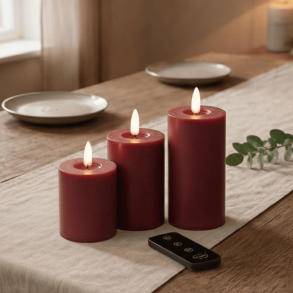 3 Pak LED Bloklys �5 m�rker�d ink. fjernbetjening