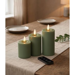 LED Bloklys Gr�n 3-Pak m/Fjernbetjening � �5