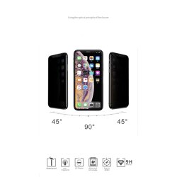 Skærmbeskyttelse (9H glas) - iPhone 12/12 Pro 6.1" m. Privacy, sort (6D curved/full)