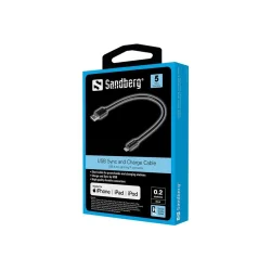  Sandberg USB>Lightning MFI 0.2m, Sort