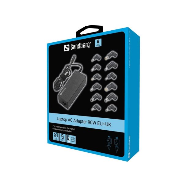 Sandberg AC Adapter til bærbar 90W EU+UK