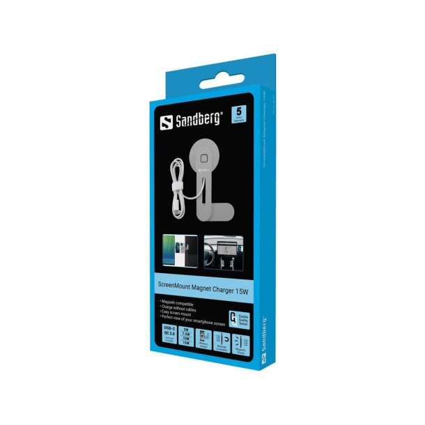 Sandberg ScreenMount Magnet Charger 15W