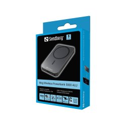 Sandberg Magnetisk Trdls Powerbank 5000 ALU