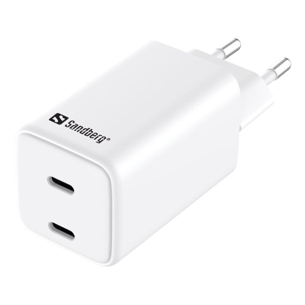 Sandberg AC Oplader med dobbelt USB-C PD65W EU