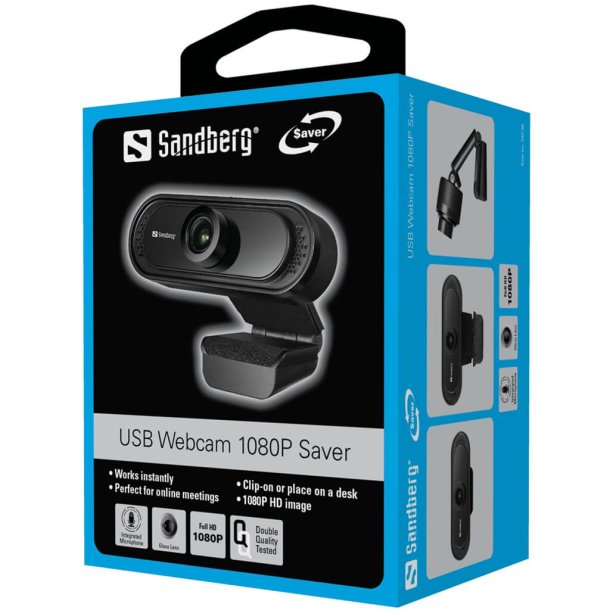 Sandberg USB Webcam 1080P Saver, Sort