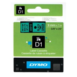 Dymo Tape D1 9mmx7m sort/grn
