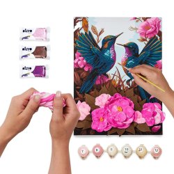 3D mal efter tal med air clay � kolibrier og blomster