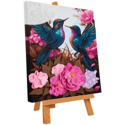 3D mal efter tal med air clay � kolibrier og blomster