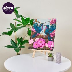 3D mal efter tal med air clay � kolibrier og blomster