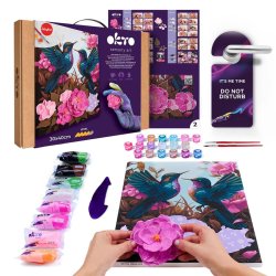 3D mal efter tal med air clay � kolibrier og blomster
