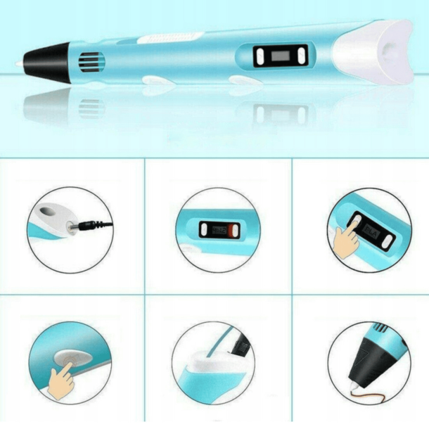3D pen med LED-display og PLA filament � 12 farver 