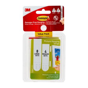 3M Command Klbestrips til Billedophng Value Pack - Hvid (4 mellem, 8 store)