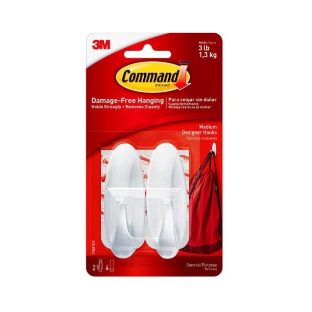 3M Command Krog - Mellem, Hvid (2 stk)