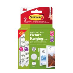 3M Command Kl�bestrips til Billedoph�ng Value Pack - Hvid (4 mellem, 8 store)
