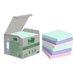 Post-it Recycled Notes � 76x76 mm � 100 ark � 6 blokke � mix farver