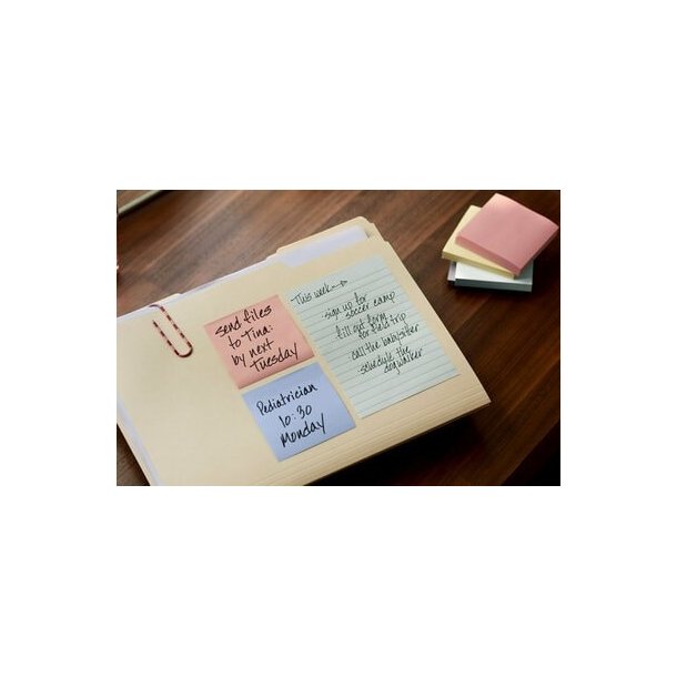 Post-it Recycled Notes � 76x76 mm � 100 ark � 6 blokke � mix farver