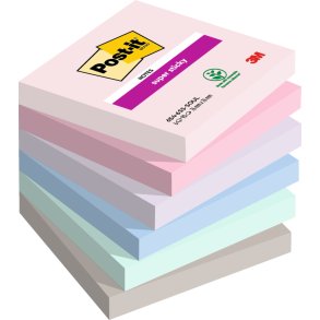 Post-it Super Sticky Notes Soulful � Ekstra st�rk kl�beevne � 76x76 mm � 6 blokke